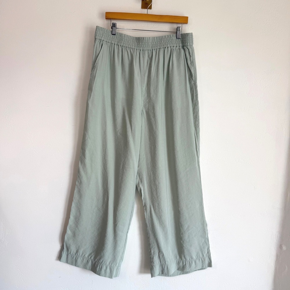 Madewell Wide Leg Pull On Pants XL Sage Green Modal Coastal Minimalist Lagenlook